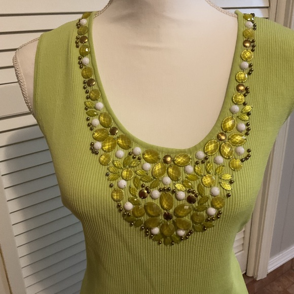 Ruby Rd. Green and Gold Embellished Tank - Picture 3 of 4